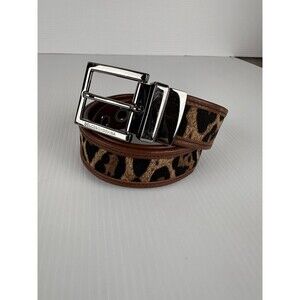 Dolce Gabbana Leopard Brown Leather Luxury Logo Belt Made In Italy SZ-36